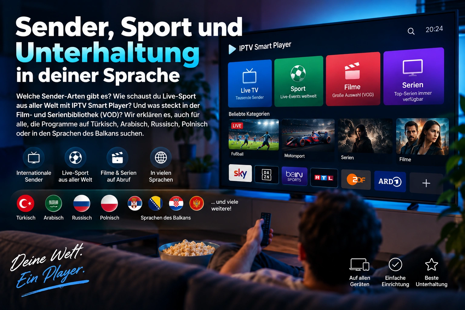 Sender, Sport und Unterhaltung in deiner Sprache