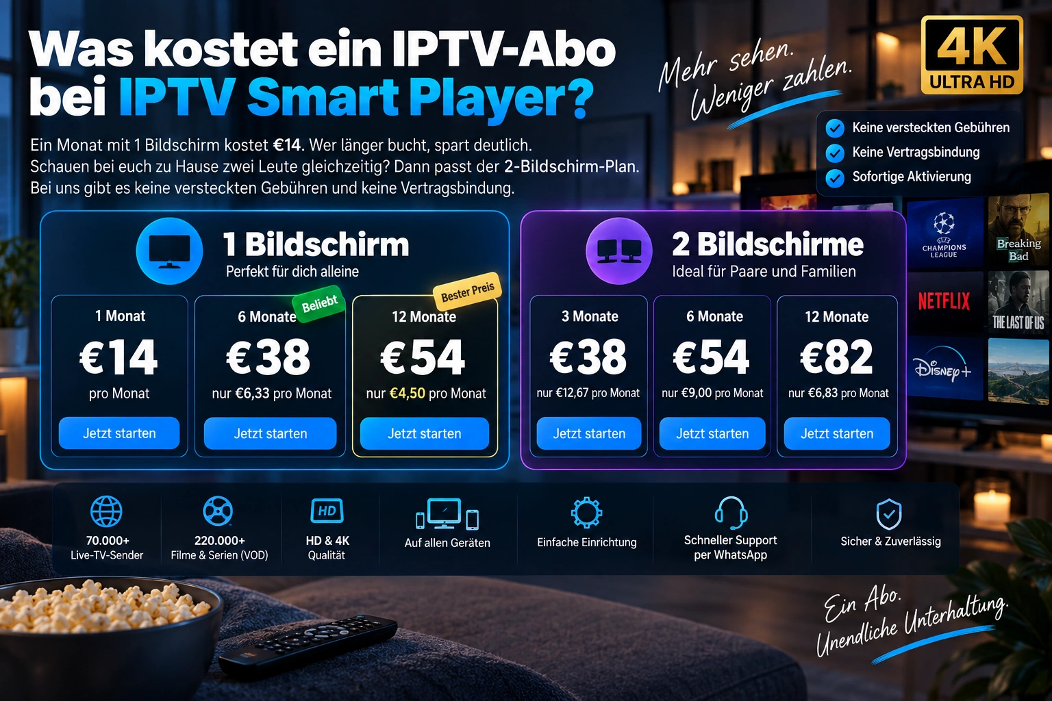 Was kostet ein IPTV-Abo bei IPTV Smart Player?