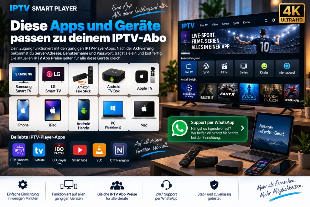 Diese Apps und Geräte passen zu deinem IPTV-Abo